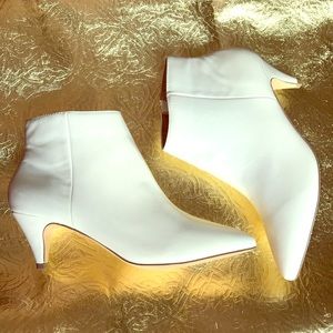 White Faux Leather Ankle Booties